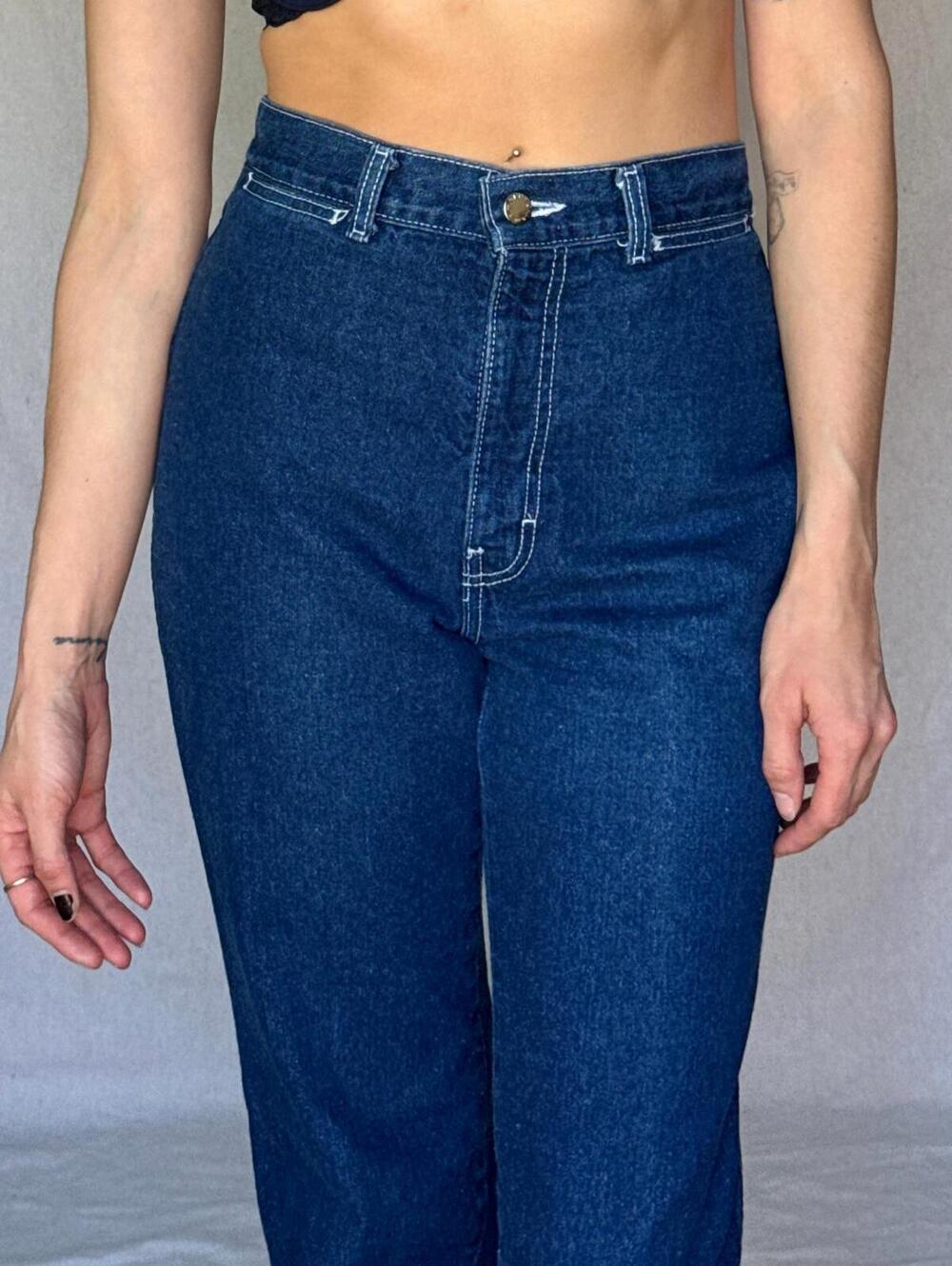 80s Dark Wash High Rise Brittania Jeans - Picture 8 of 16
